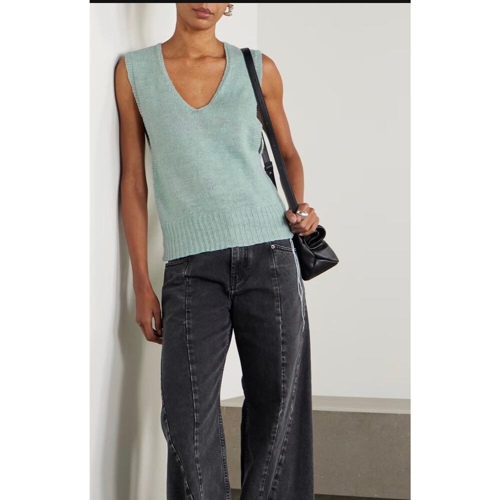 Maison Margiela Gilet Vest Hemp Top in Light Blue M